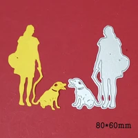 girl walking a dog metal cutting dies for stamp scrapbooking stencil diy paper album card decor embossing 2021 new
