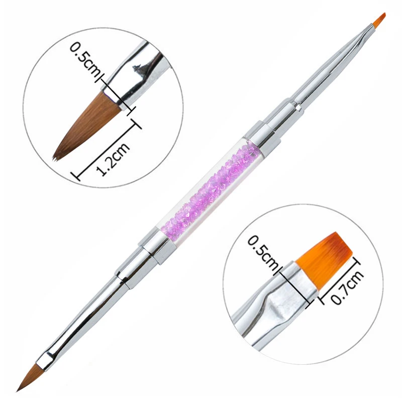 2 насадки для ногтей УФ-гель кристальная ручка плоская рисования кисть карандаш