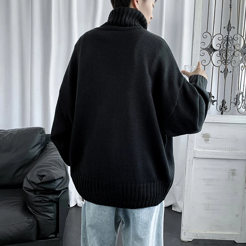 

Men Solid Sweaters Turtleneck Simple Basic Daily Leisure Oversize Slouchy Pullovers Clothing Ulzzang Ins Students Underwear Hot