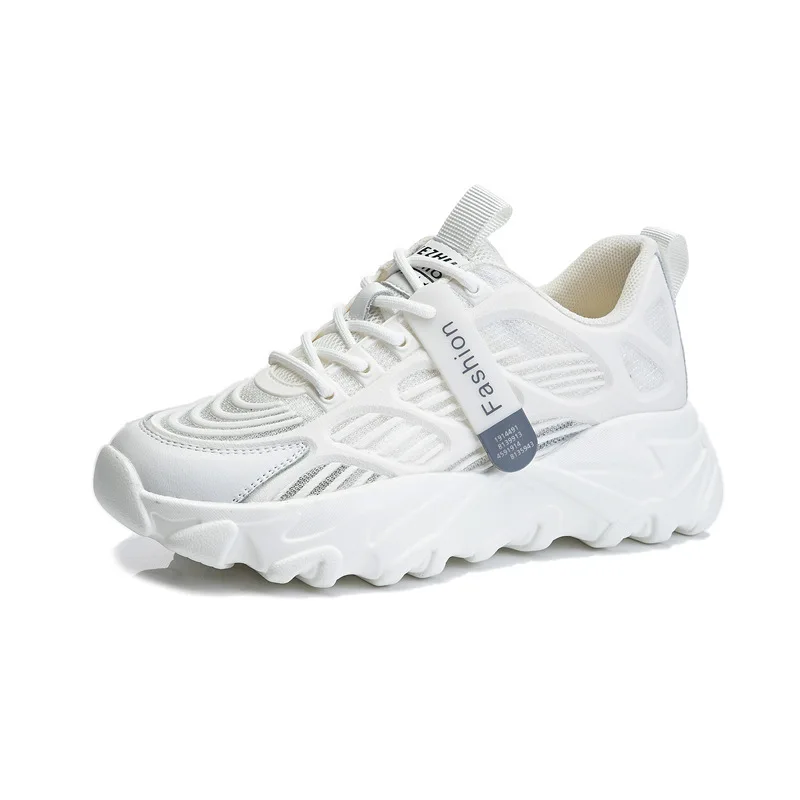 

Spring and summer 2021 sneaker women casual running breathable daddy shoes women thick sole height mesh women's shoes