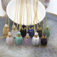 multiple choice%ef%bc%8cnatural gems perfume bottle gold chainfaceted crystal essential oil diffuser vial jewelry necklace wholesale
