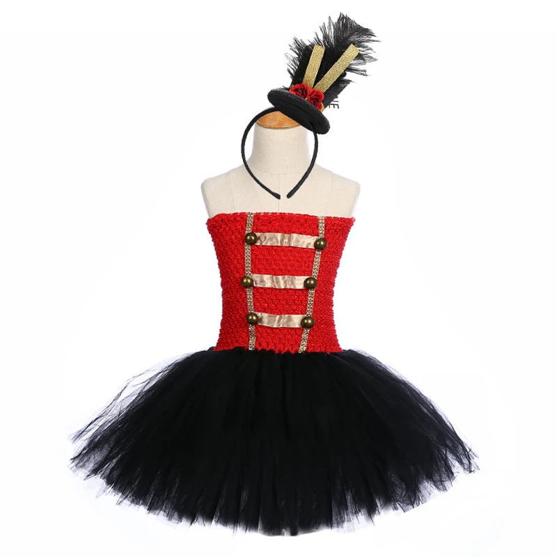 Black dress hair Необычные Цирк манежа Туту платье солдата костюмы в стиле "щелкунчика" утепленный ввельветовый Детский комплект красные, черные платье для дня рождения, костюм на Хэллоуин для девочки, одежда - Цвет: Black dress hair