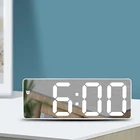 Акрилзеркальные часы-будильник светодиодный цифровые часы голос Управление время сна Температура Дисплей украшение для дома часы