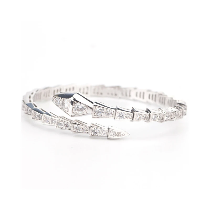 

Luxury Snake Spring Bangle Serpent Zircon Cuff Bracelet Ophidian Hand Beauty Jewelry Wrist Fashion Accessories Ornament 3 Color
