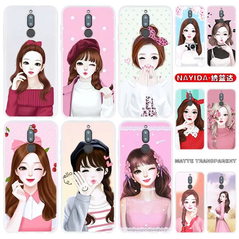 

Phone Case For Huawei Mate 30 20 10 Lite Pro Cover Y7 Y9 2019 2018 2017 Nova 5T 4 3 Fashion girl pink