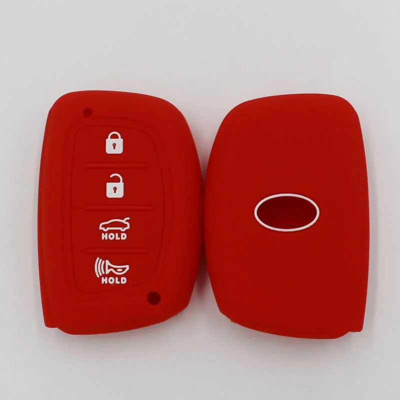 

4PC Silicone Car Key Cover FOB Case For Hyundai Ix35 Tucson Accent Santa Fe Solaris ELANTRA Azera 2018 Keyless 5 Buttons Key