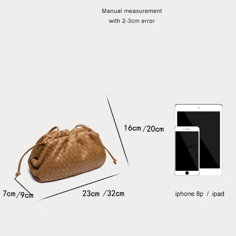 

2021 New Women Cloud bag Luxury Designer Genuine Leather Woven Handbags Purse Day Clutches Female Fashion Underarm Shoulder Bags