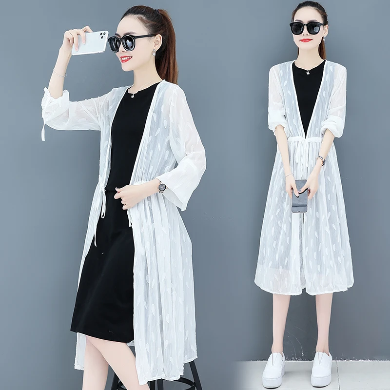 Lace Cardigan Long-Sleeved Sunscreen Clothing Holiday Beach Bikini Outside The Women's Summer Thin Coat In The Long Section