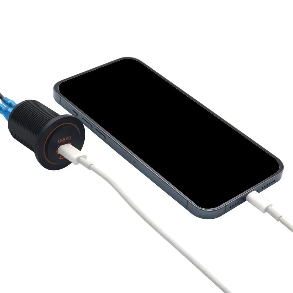 

USB Charger Socket Type-C USB PD Interface Outlet 45W DC12/24V Charger Socket For Car Cart Boat Motorcycle