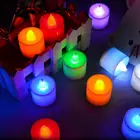 Бездымная Светодиодная свеча, многоцветная Лампа на батарейках, многоразовая Ночная лампа для свадьбы, дня рождения, юбилейного декора