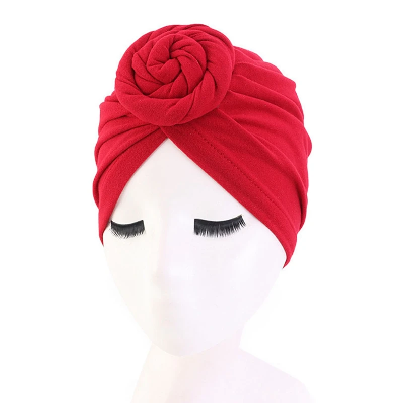 

India Women Turban Hat Hijab Twist Knot Chemo Cap Stretch Beanie Head Wrap Hair Loss Headwear Muslim Cover Bonnet Bonnet