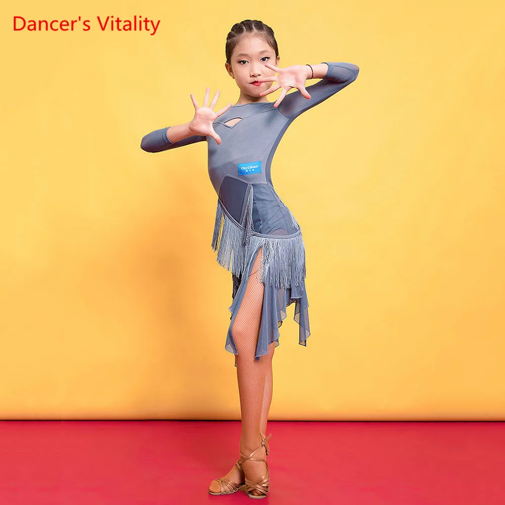 Одежда для латинских танцев Платье выступлений и соревнований девочек Новая