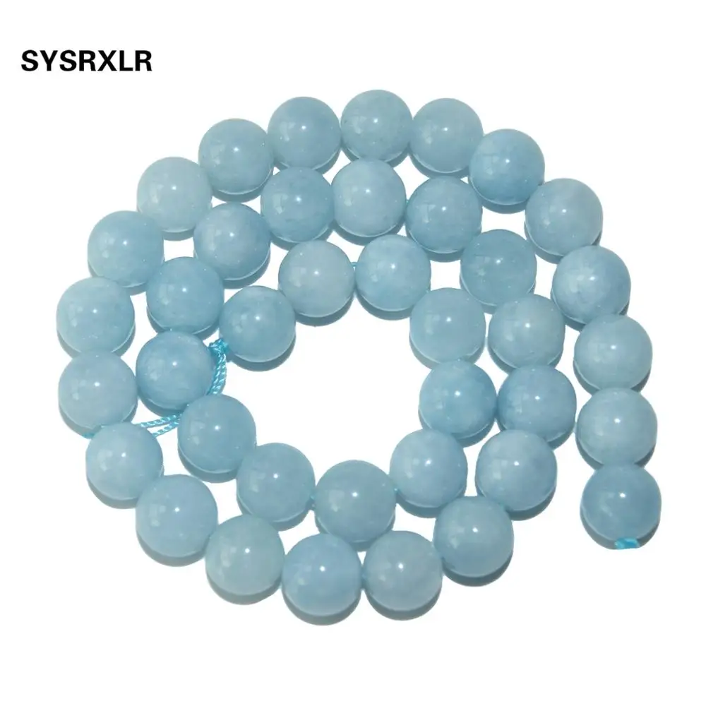 Оптовая продажа круглые аквамариновые бусины из натурального камня