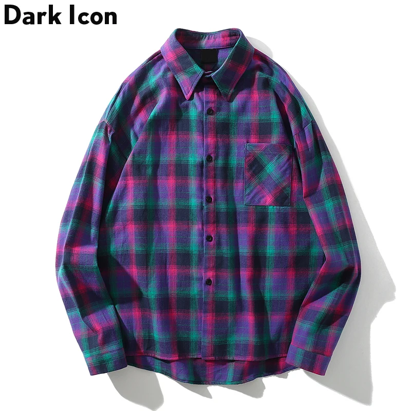 Мужская Фланелевая рубашка в клетку Dark Icon модная стиле хип хоп с отложным