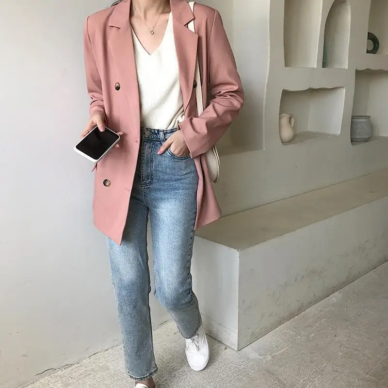 

photo of Real early spring 2021 Korean Suit Jacket Women's chic net red Korean loose casual suit