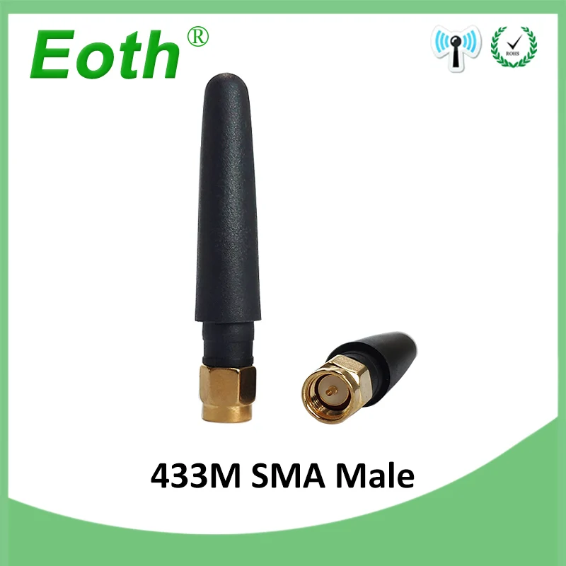 EOTH 5pcs 433mhz antenna 2~3dbi sma male lora antene pbx iot module lorawan signal receiver antena high gain