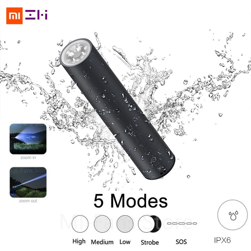 Xiaomi ZMI светодиодный светильник-вспышка, внешний аккумулятор с поддержкой USB, зарядка для iphone, samsung, huawei, светильник-вспышка 5000 мА/ч, фонарь, ультра яркий светильник