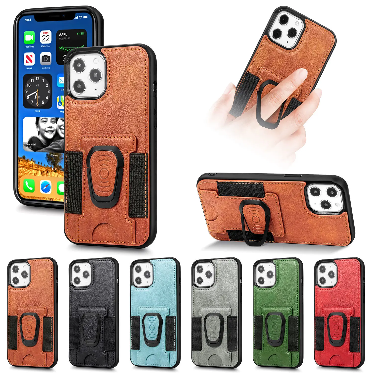 

Suitable for iPhone12 Mobile Phone Case Ring Magnetic Buckle Leather Cool Protective Cover iPhone11 Protective Leather Cse