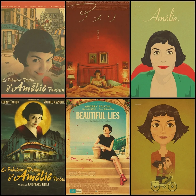 

Buy three to send one Amelie Classic movie poster retro brown paper room coffee bar home art decorative painting