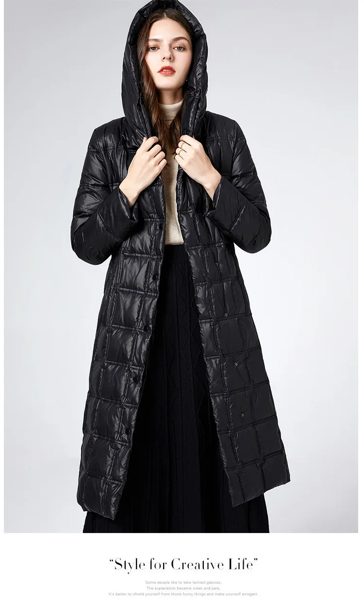 

Lightweight down jacket mid-length women's 2021 new style women's hooded white duck down lightweight black winter jacket women