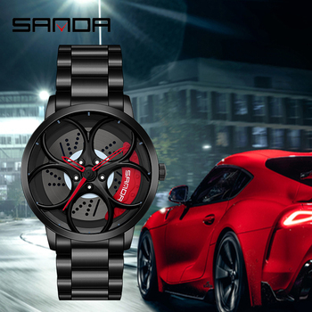 SANDA New Arrival Car Spinning Rim Hub Watche Custom Design Quartz Wristwatch Waterproof Car Wheel Watch Volk Racing Rays-36831