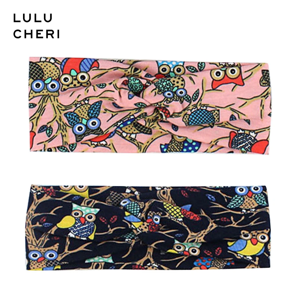 Женские хлопковые повязки с узлом 2 шт. принтом совы в этническом стиле рисунком
