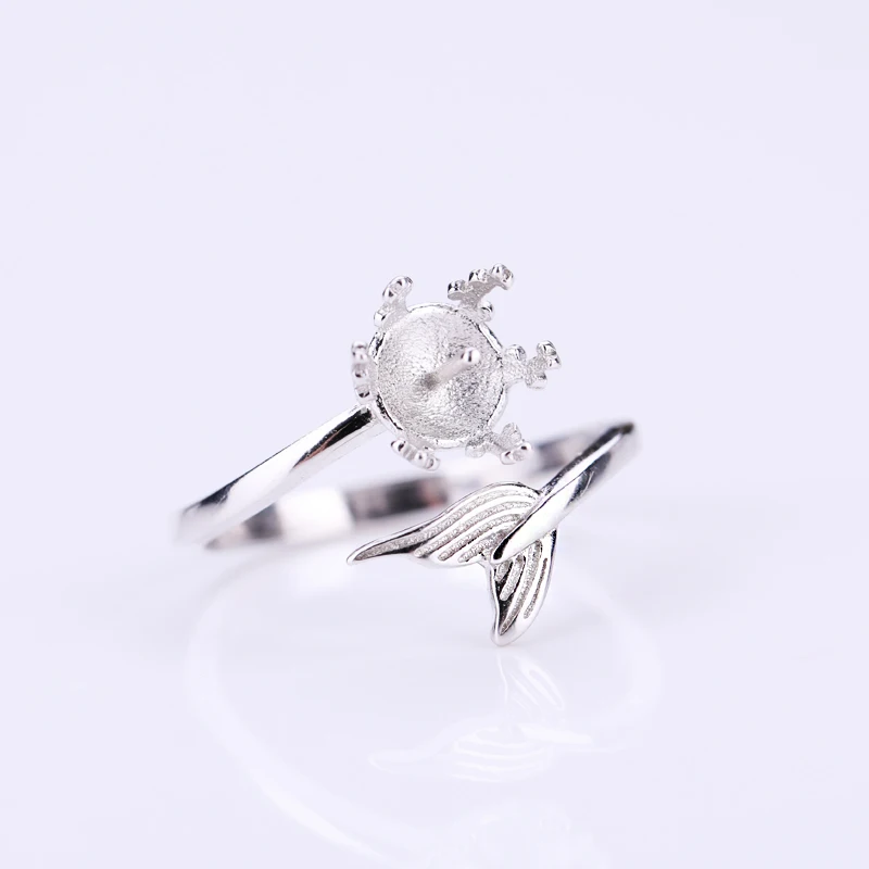 925 Sterling Silver Adjustable Rings Base Blanks Ring Settings For Jewelry 6 7 8 9 10mm Flat Pad Finding  Making DIY Accessories