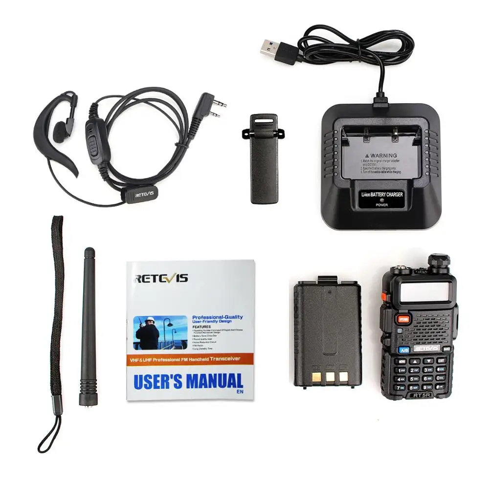 retevis rt5r walkie talkie 2pcs 5w 128ch usb vhf uhf ham radio two way radio comunicador for huntingairsoft baofeng uv 5r uv5r free global shipping