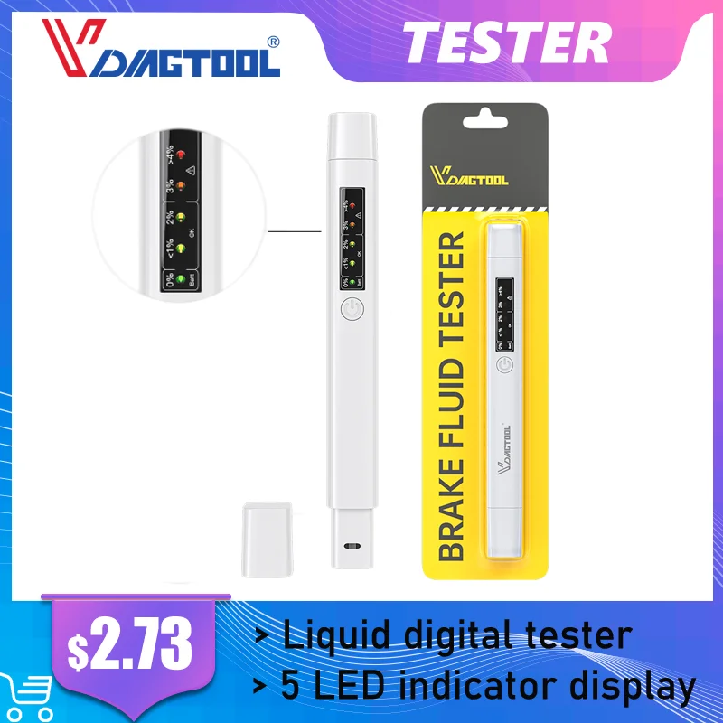 Vdiagtool автомобильный тестер тормозной жидкости авто тормоз 5 светодиодный
