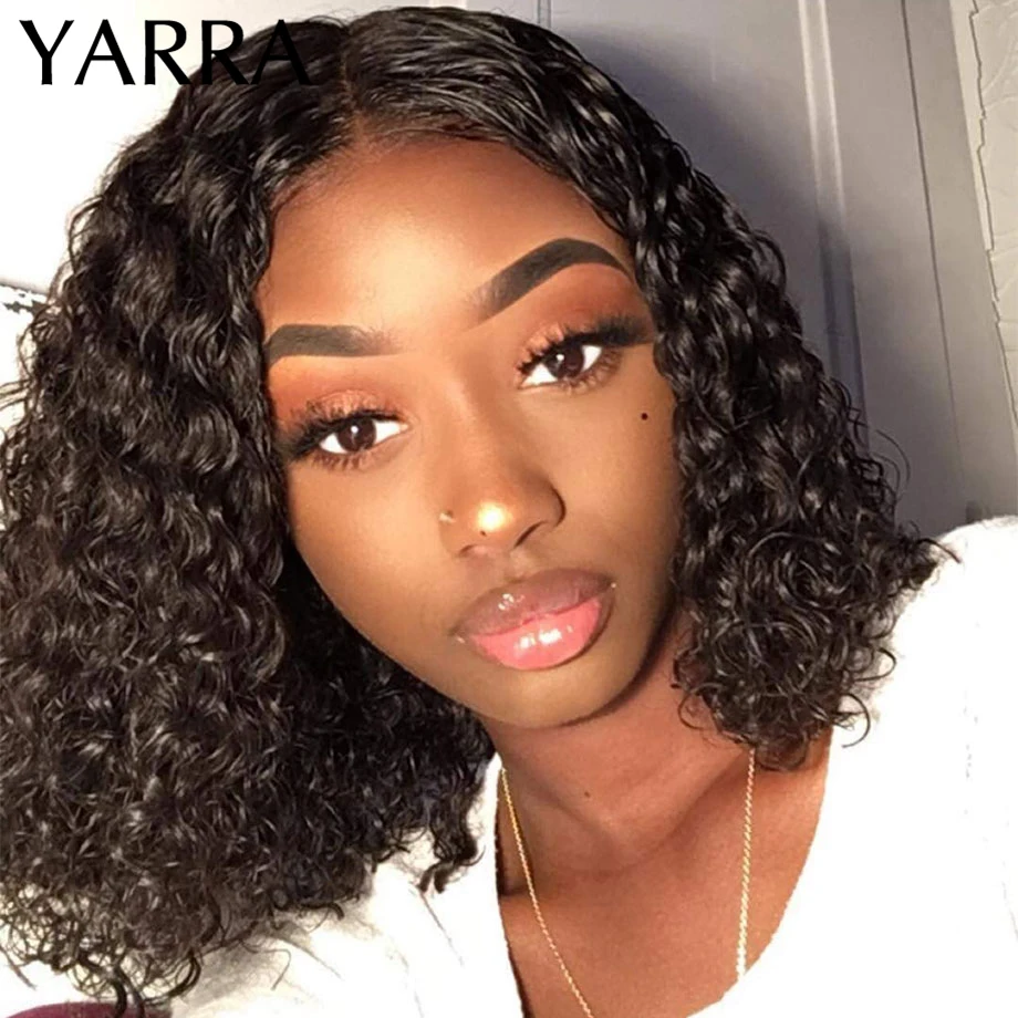 

Short Water Wave Bob Lace Frontal Wig Human Hair Pre Plucked 13x4 Frontal 4x4 Closure Bob Wigs for Women Remy Hair 150% Yarra