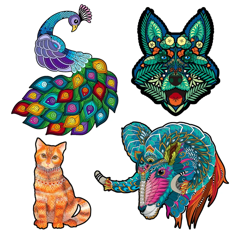 

Unique Wooden Puzzle animal Jigsaw Puzzles Mysterious Wolf Puzzles Gift For Adults Kids Educational Puzzle Gift Interactive To