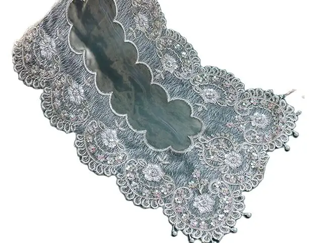 

Luxury gold sequin Embroidery bed Table Runner cloth cover dining Lace tea coffee tablecloth Placemat Christmas Wedding decor