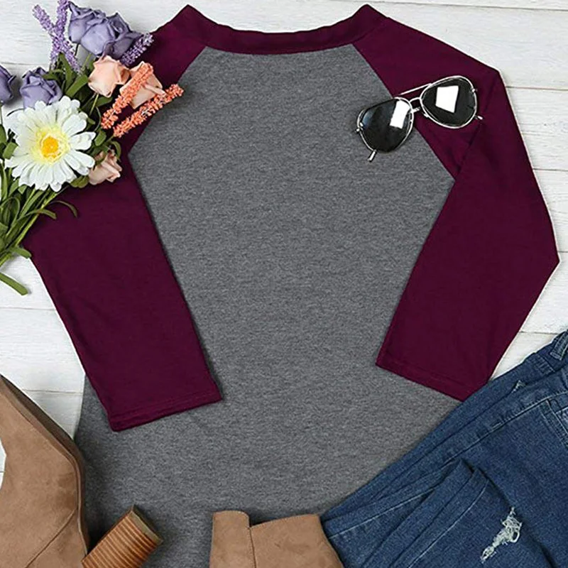 Женская футболка в стиле Харадзюку с рукавом 3/4 базовая Осенняя хипстерская на