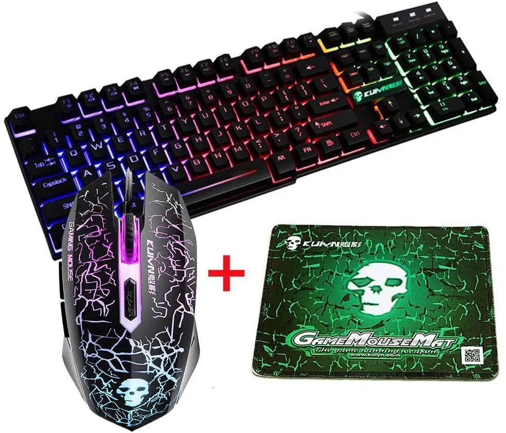 

Mechanical Keyboard Blue Black Switch 82-Keys Backlit Gaming Keyboard With Mouse clavier tastiera teclado finger board