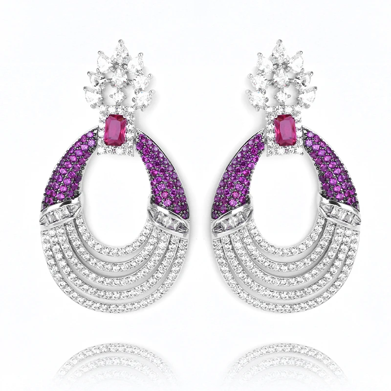 Роскошные циркониевые Висячие Серьги Модные ажурные дизайнерские серьги для