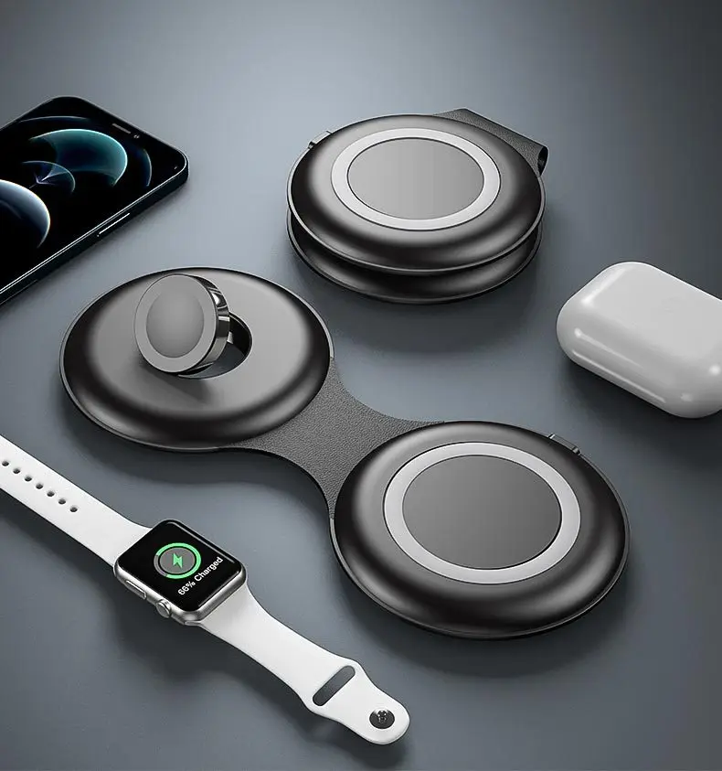 

3 in 1 portable folding magnetic wireless charger fast charging stand for iPhone 12Pro MAX/11/Xs Samsung for Apple Watch Airpods