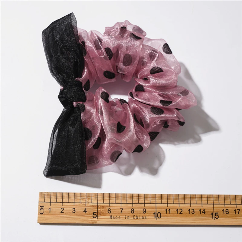 

Ponytail Hair Scrunchies Women Lovely Bow Dot Printed Hairbands Girls Organza Elastic Hair Bands Knotted Mesh Hair Accessories
