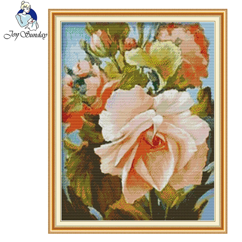 Joy Sunday, набор цветов для вышивки крестиком, Печатный холст 14CT, ткань для рукоделия, DMC, рукоделие
