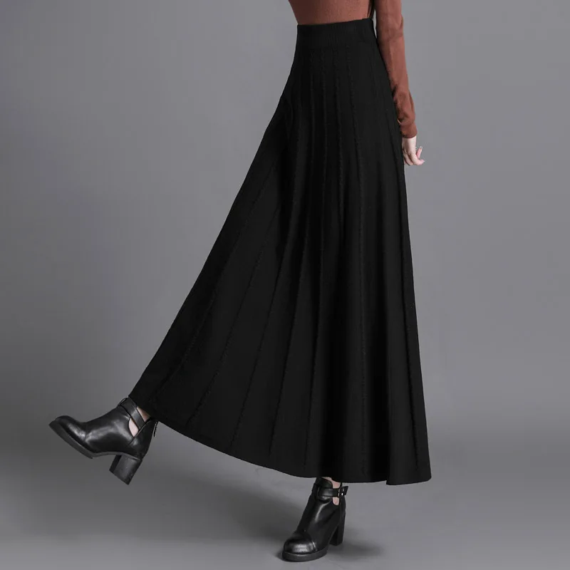 

BYGOUBY Long Knit Women Sweater Midi Skirts Elastic High Waist Knitted Long Skirts Korean Fashion Party Maxi Skirts