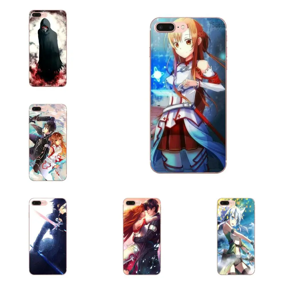 Мягкие чехлы с рисунком меча онлайн Kirito Asuna Аниме Манга для Apple iPhone 4 4S 5 5C 5S SE SE2 6 6S 7 8