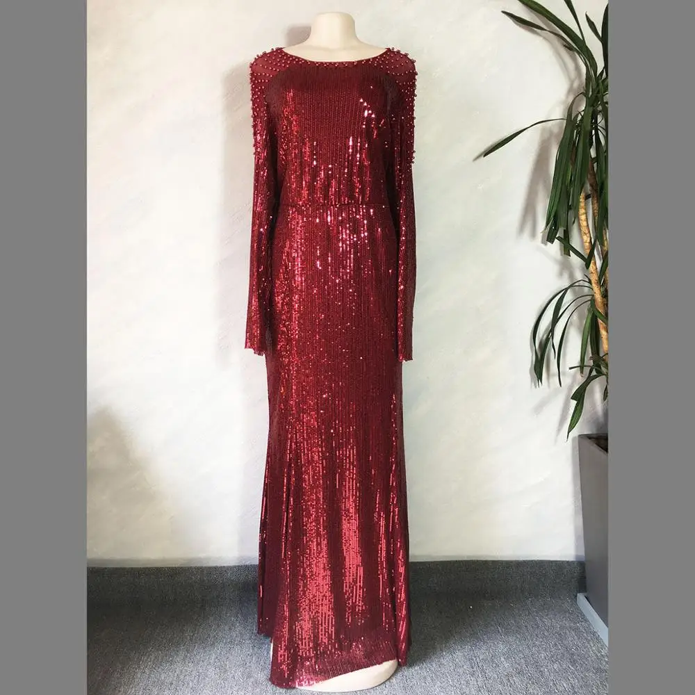 women Highly flexible sparkling sequins evening party mermaid maxi dress full sleeve drills design african dashiki dubai gown