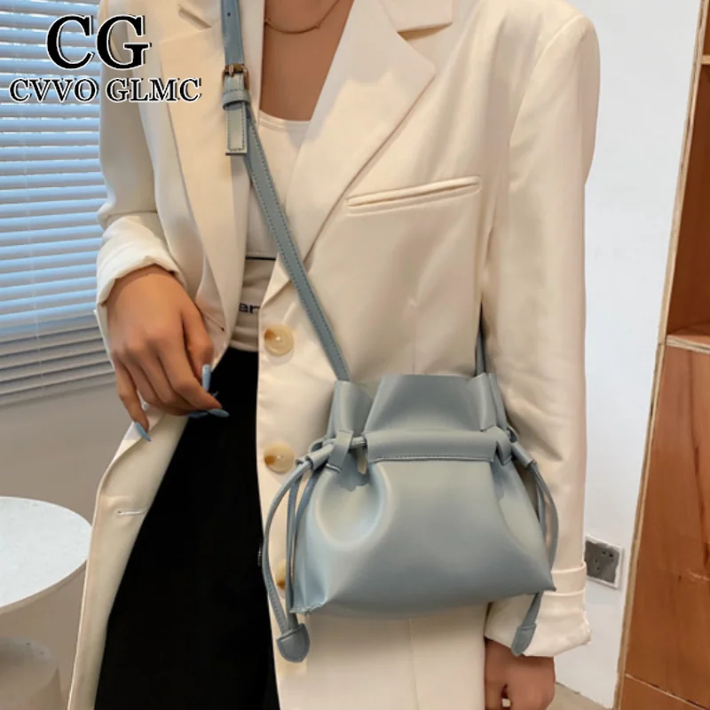 

Cvvo Glmc Mini PU Leather Drawstring Crossbody Bags For Women 2021 Branded Trendy Shoulder Handbags And Purses Party Totes