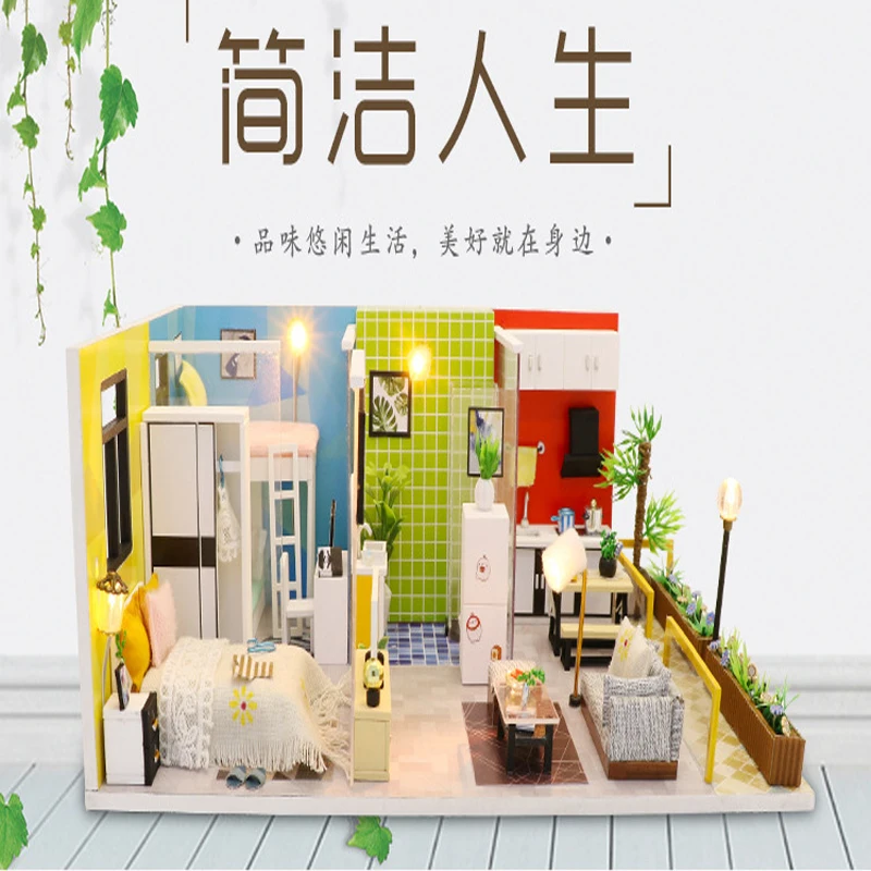 

Miniature Model DIY Doll Puppet House Building Apartment Mini Wooden Furniture CASA Presents Birthday Toys To Friends