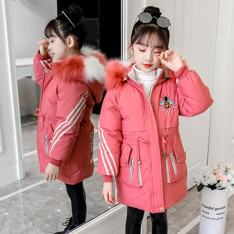 Новинка 2021 модная цветная парка с воротником из искусственного меха детская
