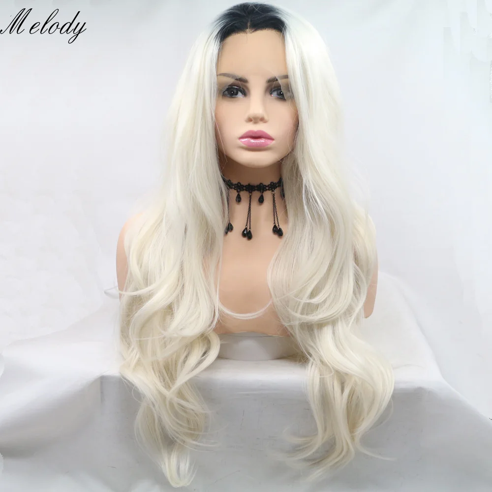 

Loose Wave HD Transparent Lace Frontal Wigs Black White Ombre Curly Colorful Front Wig Cosplay Glueless Curly Synthetic Hair