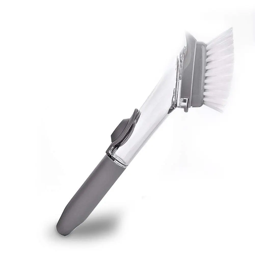 

Kitchen Cleaning Brush Washable Dishwashing Sponge with Liquid Reservoir 4 Antibacterial Replaceable Tips for Plates Seals