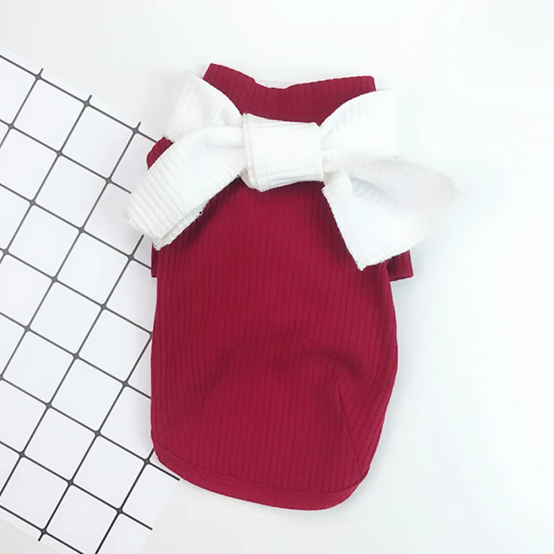 Одежда для маленьких собак с большим бантом модная одежда весны и осени белые