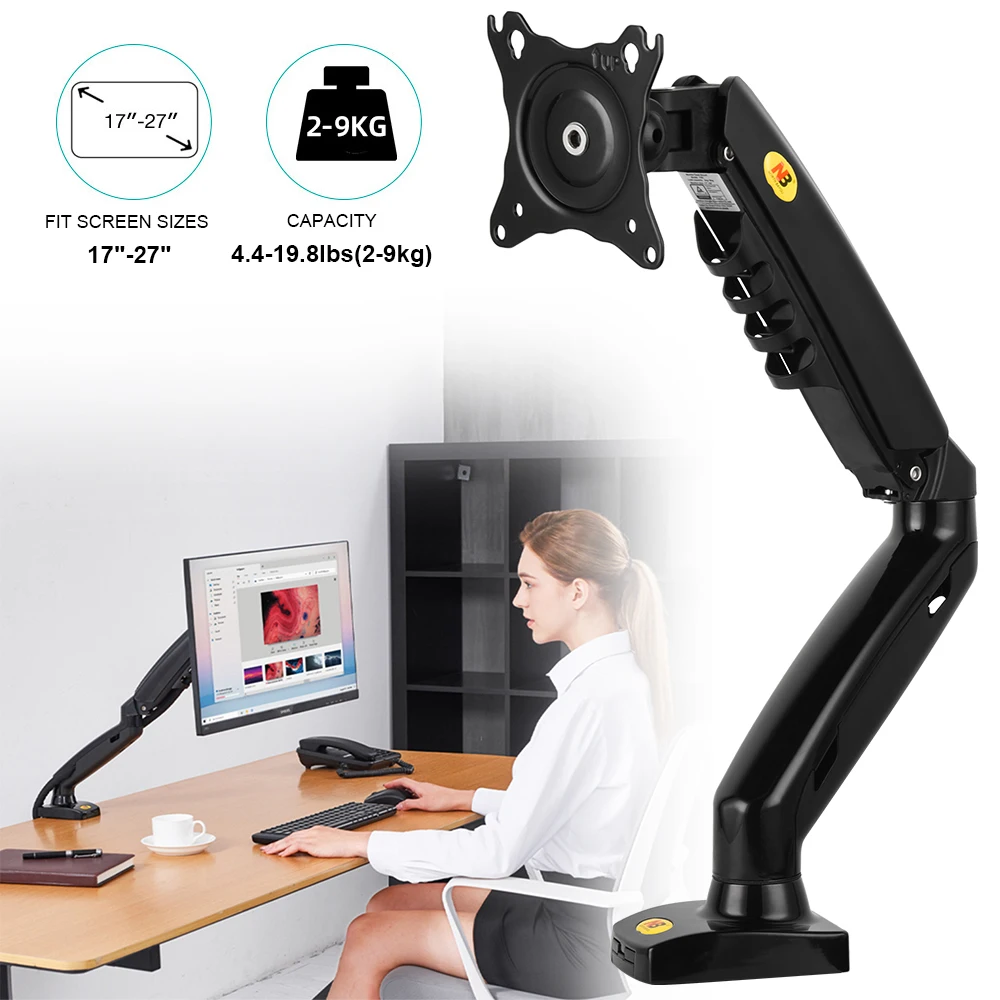 

F80 FP 12"-27" Full Motion Swivel Computer Monitor Desk Mount Stand 2-9kg gas spring computer lcd monitor arm stand For Computer