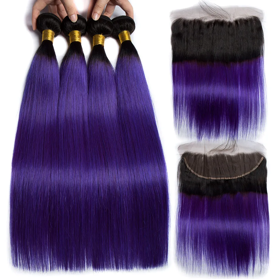 ALIBELE Ombre Пучки С фронтальной цветной 1B 350 Золотой Блонд перуанские прямые Remy