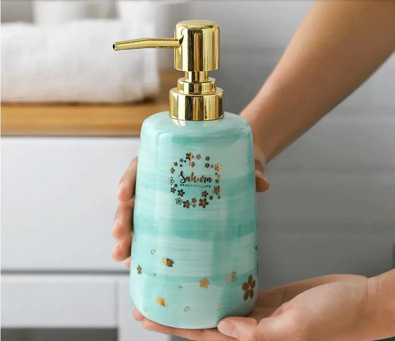 Ceramic ins wind hand washing bottle bathroom shower toilet bottled pressed model room emulsion bottle. | Дом и сад